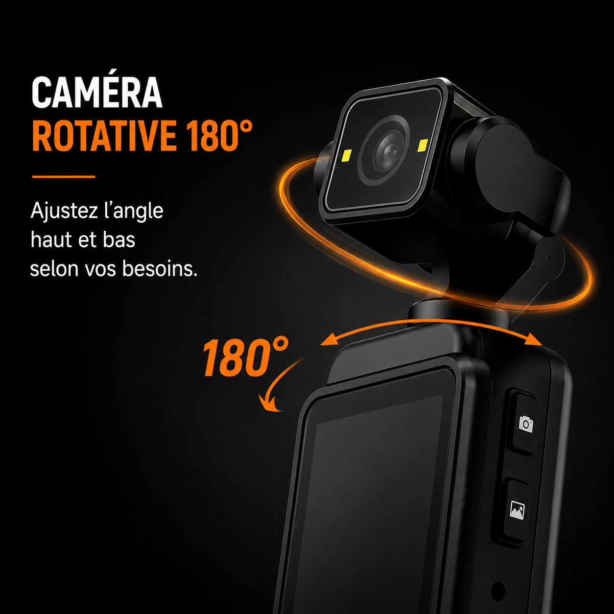Caméra de poche 4K stabilisée – carte 64 Go incluse